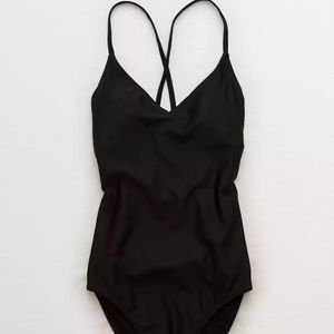 Aerie One Piece Black Tie Back Swimsuit Sz: XS